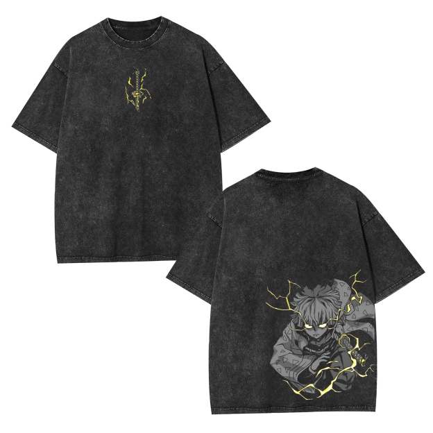 ZENITSU DEMON SLAYER UNISEX WASHED T-SHIRT-[DS]-comicclothing