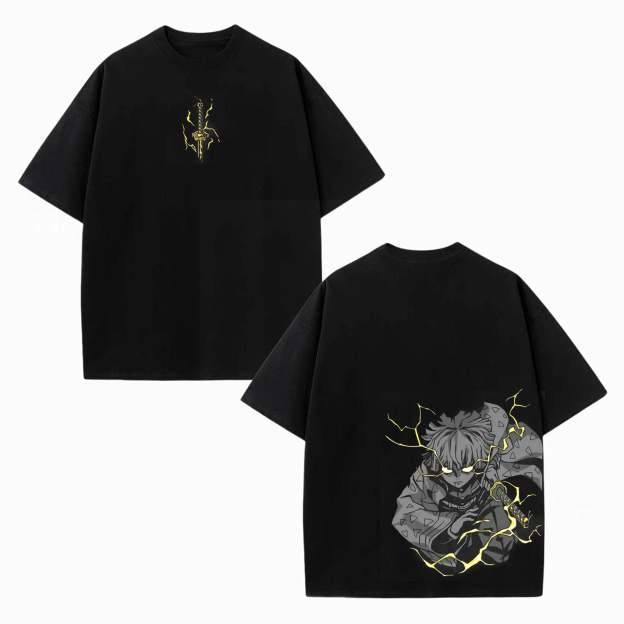 ZENITSU DEMON SLAYER UNISEX WASHED T-SHIRT-[DS]-comicclothing