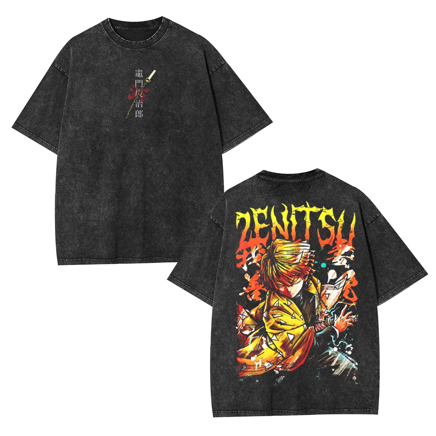 ZENITSU DEMON SLAYER UNISEX WASHED T-SHIRT-[DS]-comicclothing