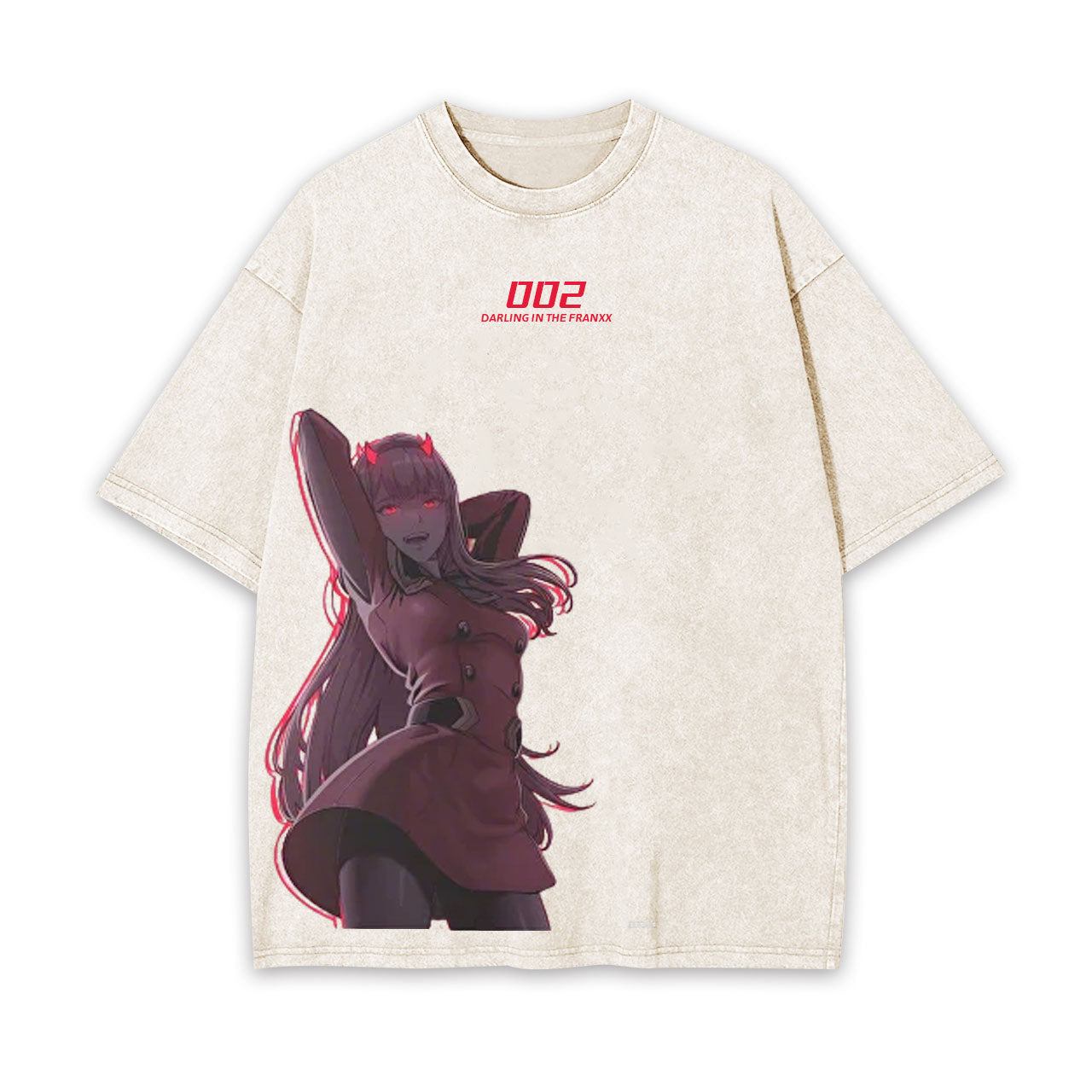 ZERO TWO UNISEX ANIME INSPIRED VINTAGE OVERSIZED TEE-[FRONT]-comicclothing