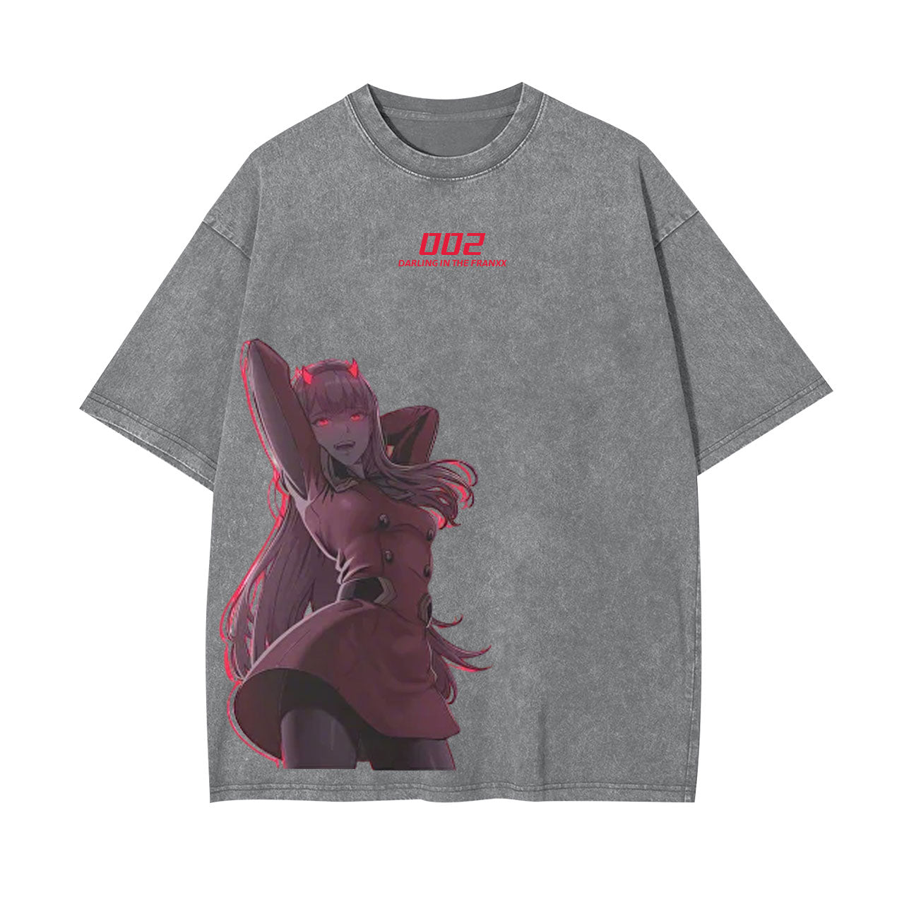 ZERO TWO UNISEX ANIME INSPIRED VINTAGE OVERSIZED TEE-[FRONT]-comicclothing