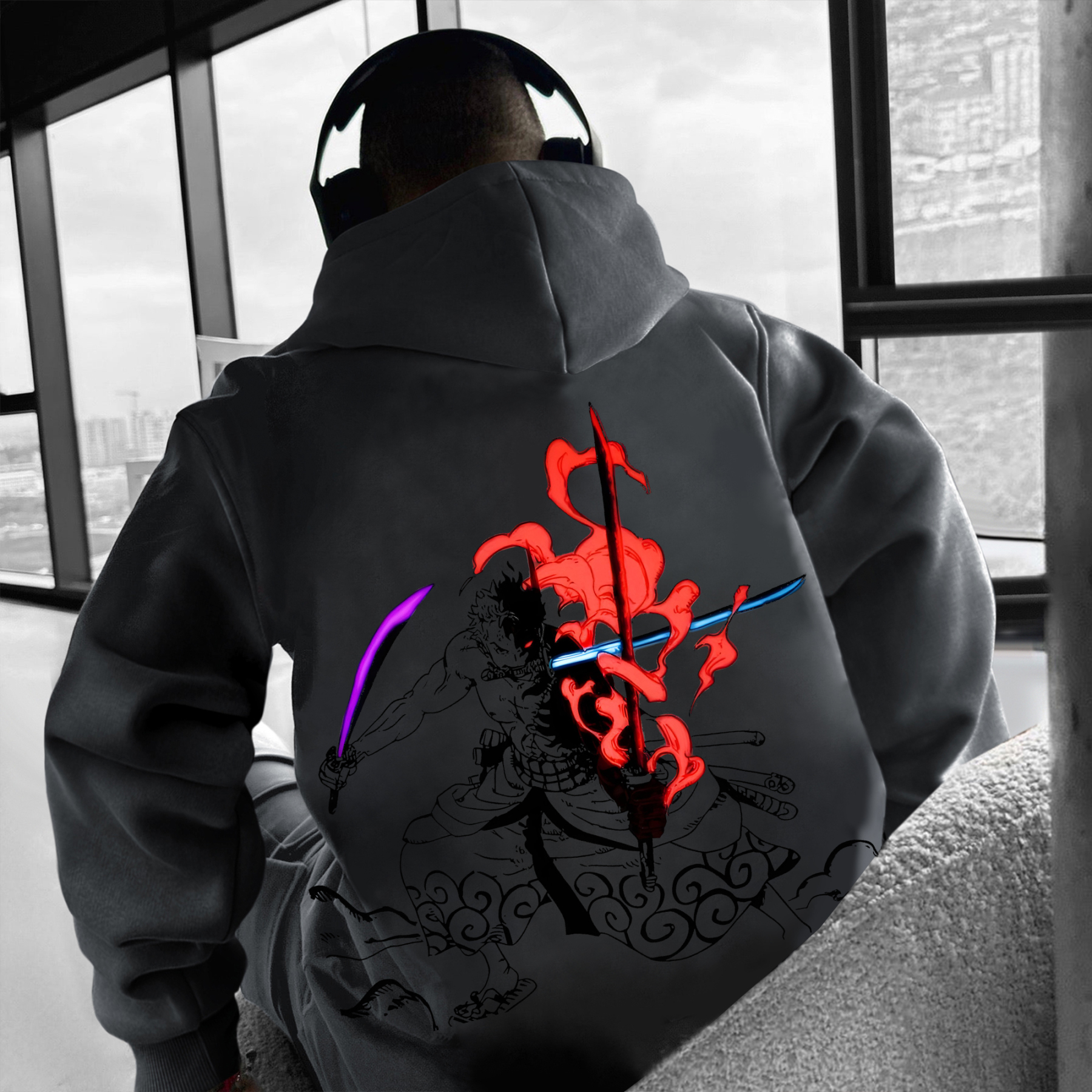 Unisex Anime Print Casual Oversized Hoodie