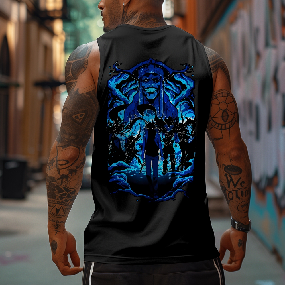 Oversized Anime Print Gym Tank Top