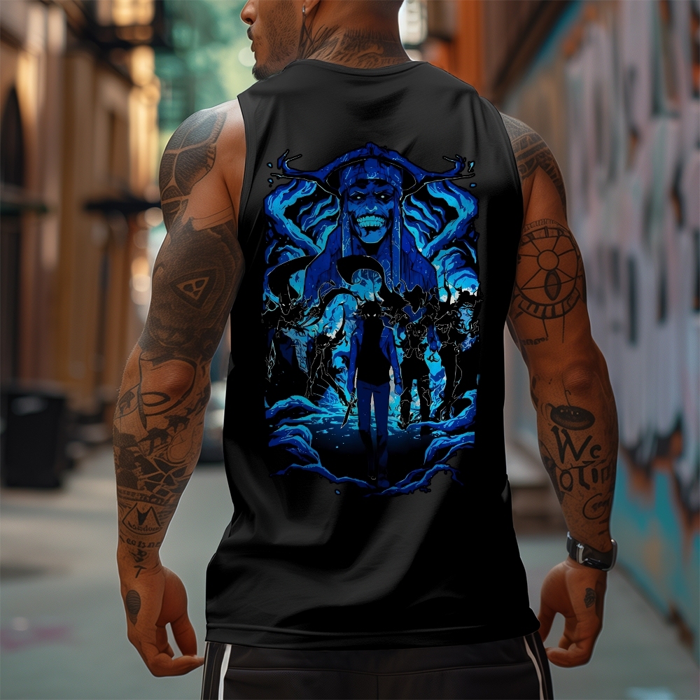Oversized Anime Print Gym Tank Top