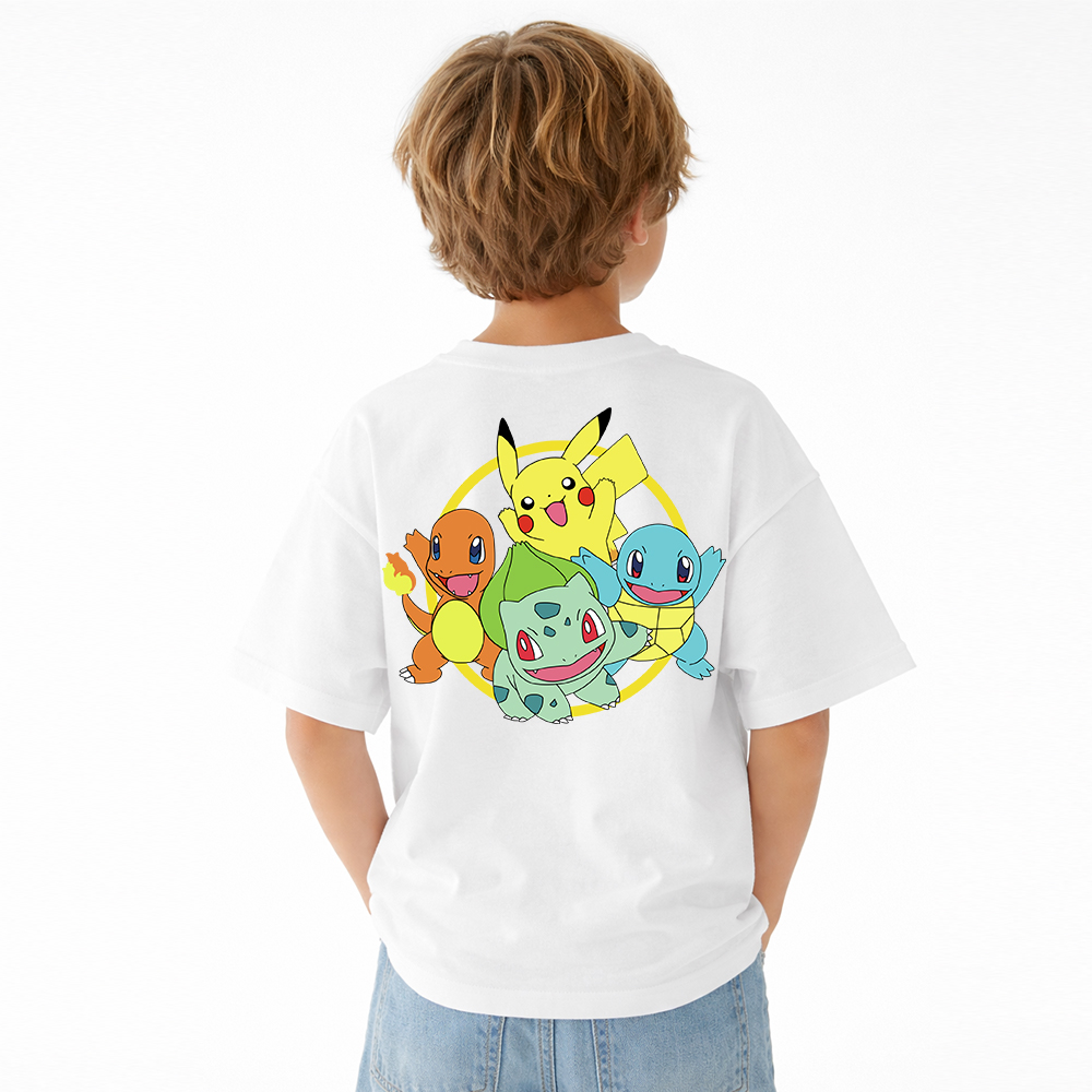 Pokémon Graphic T-Shirt for Kids Cartoon Print Cotton Tee