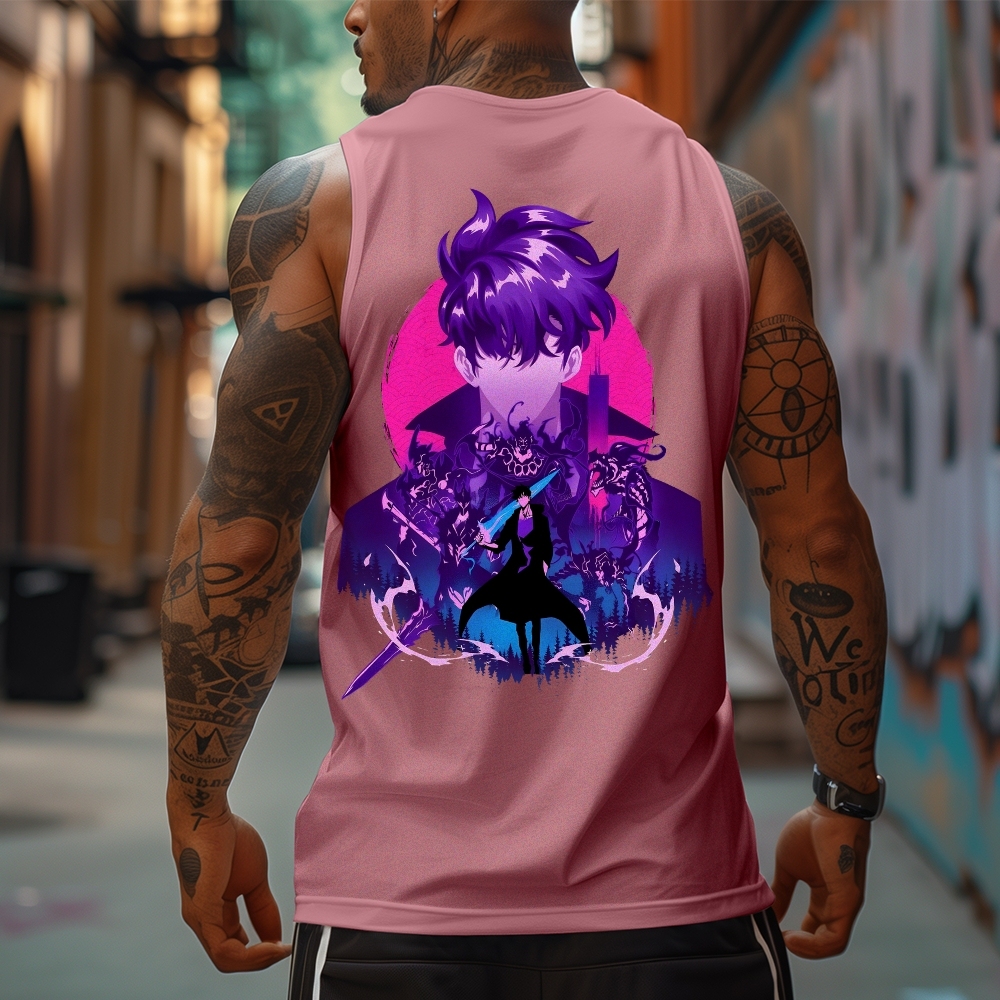 Oversized Anime Print Gym Tank Top