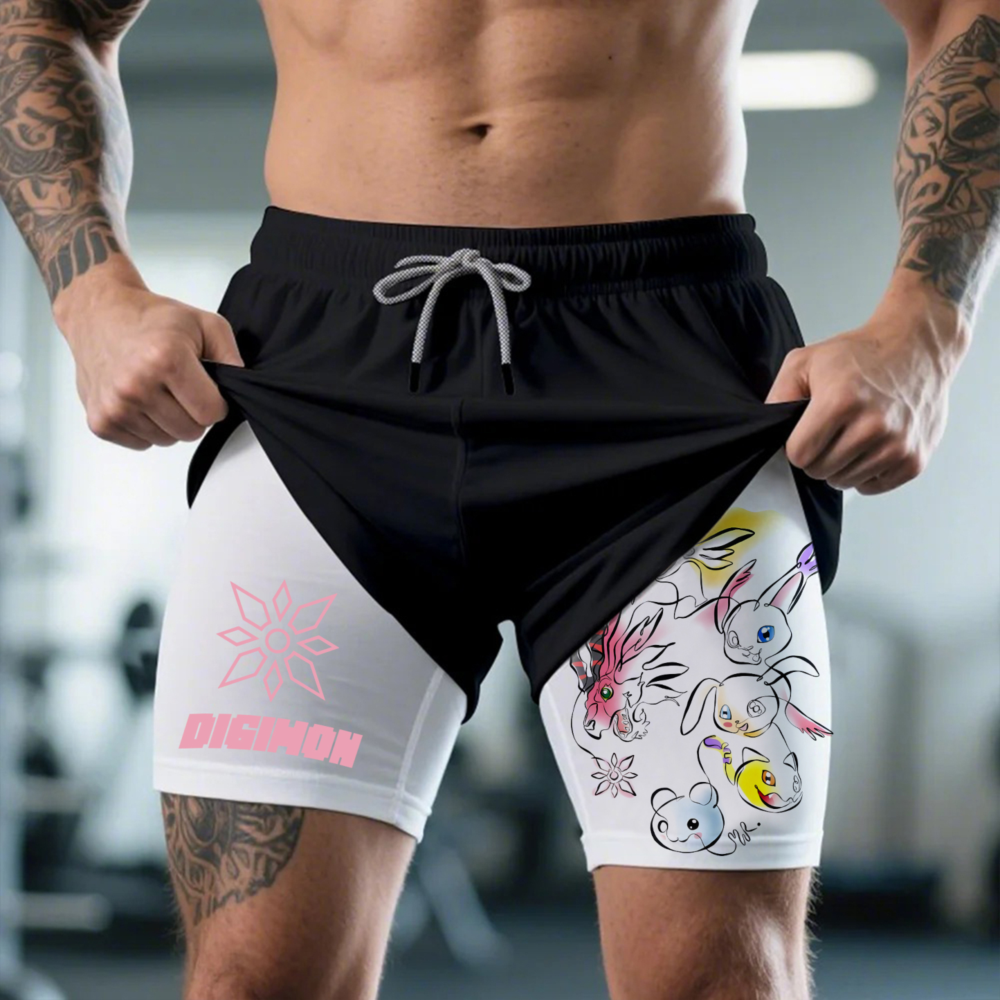 Unisex "Digimon" Anime Style Retro Shorts-comicclothing