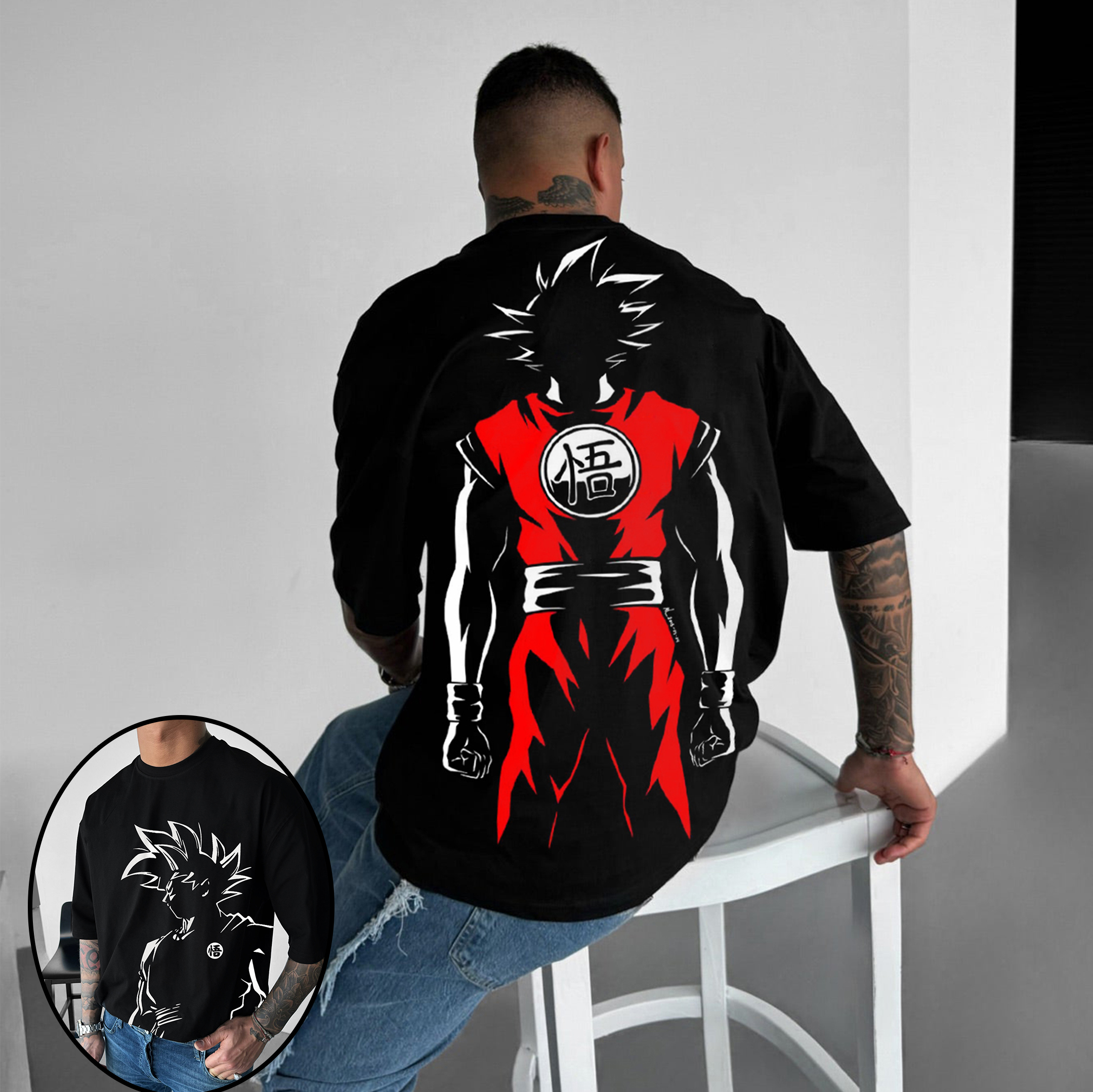 Oversize   Goku Print Tee-comicclothing