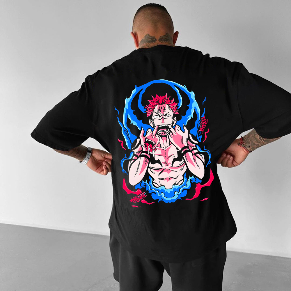 Oversized Unisex Anime Ryomen Sukuna Print T-Shirt