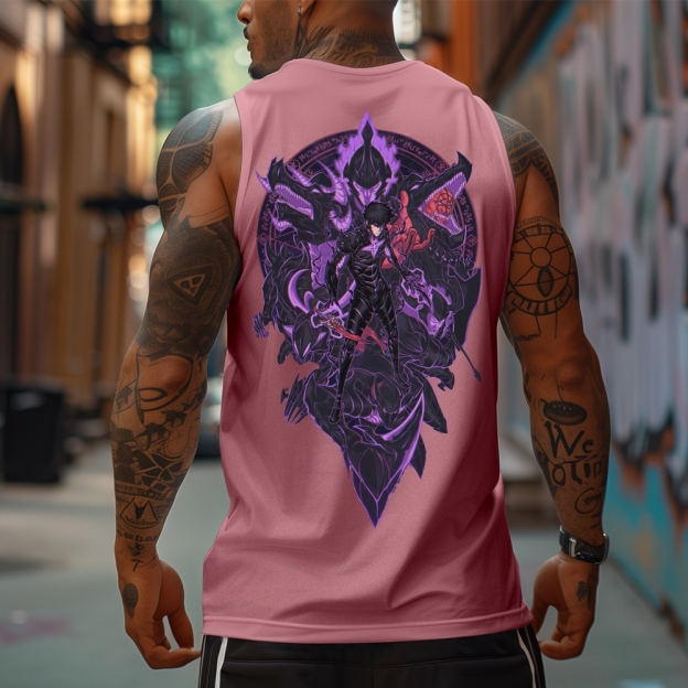 Oversized Anime Print Gym Tank Top