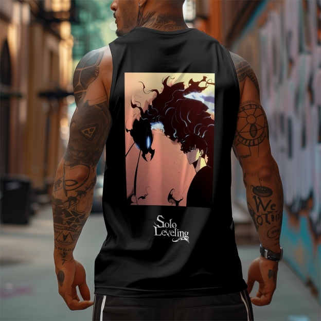 Oversized Anime Print Gym Tank Top