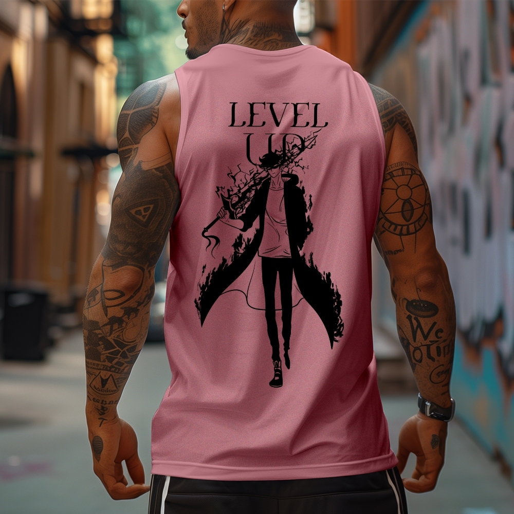 Oversized Anime Print Gym Tank Top