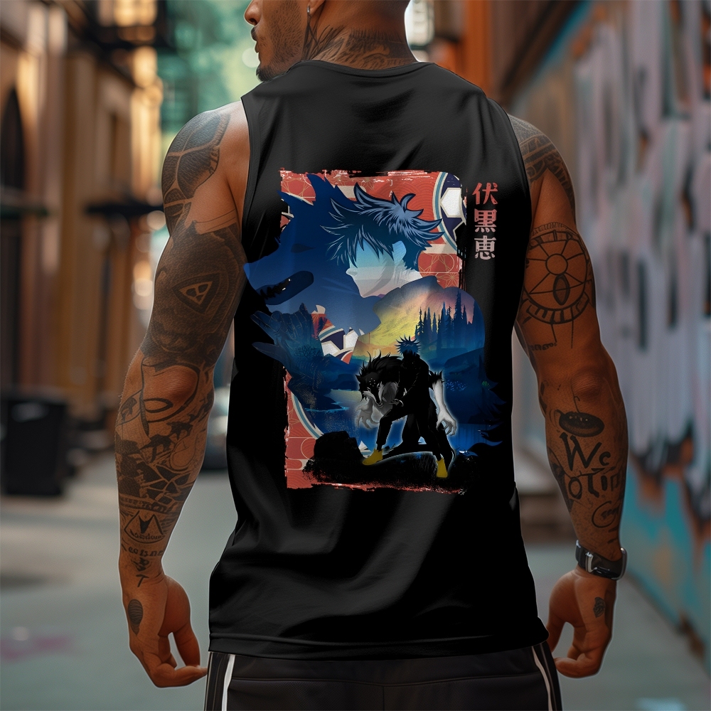 Oversized Anime Print Gym Tank Top-comicclothing