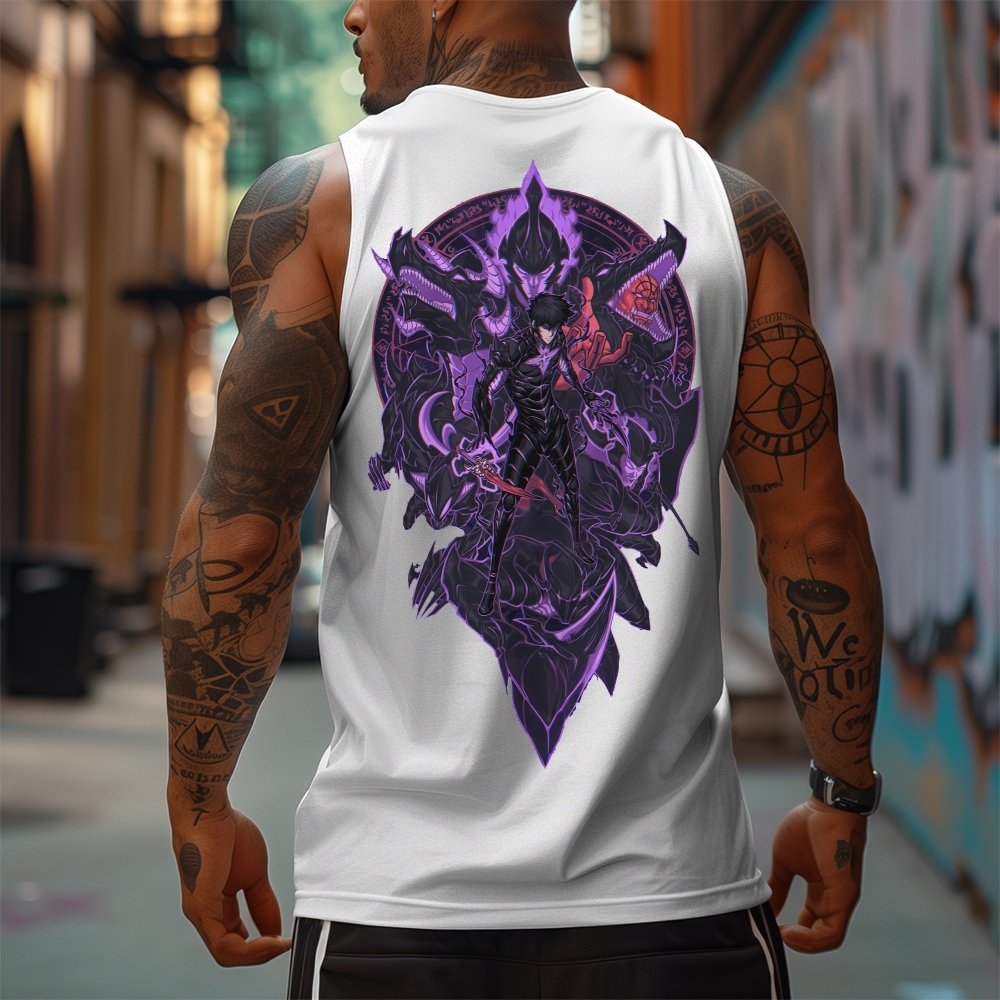 Oversized Anime Print Gym Tank Top