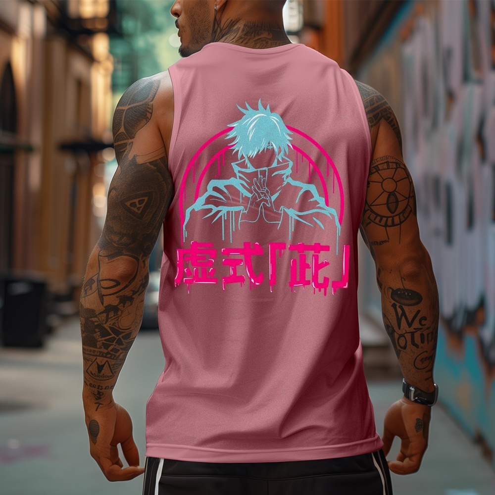 Oversized Anime Print Gym Tank Top-comicclothing