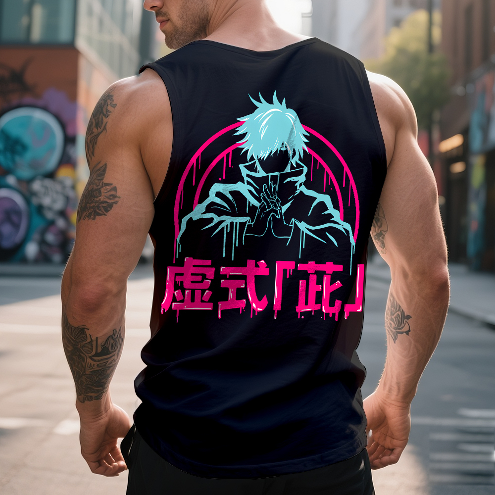 Oversized Anime Print Gym Tank Top-comicclothing