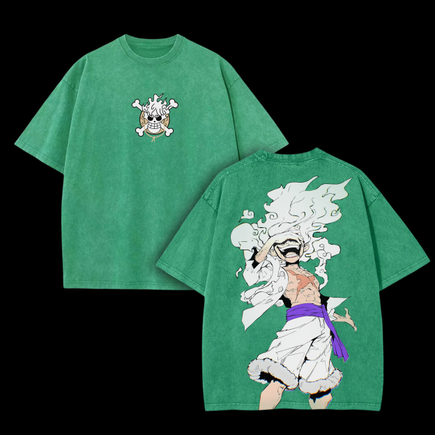 Unisex Anime Inspired Vintage Washed T-shirt | Luffy Gear 5
