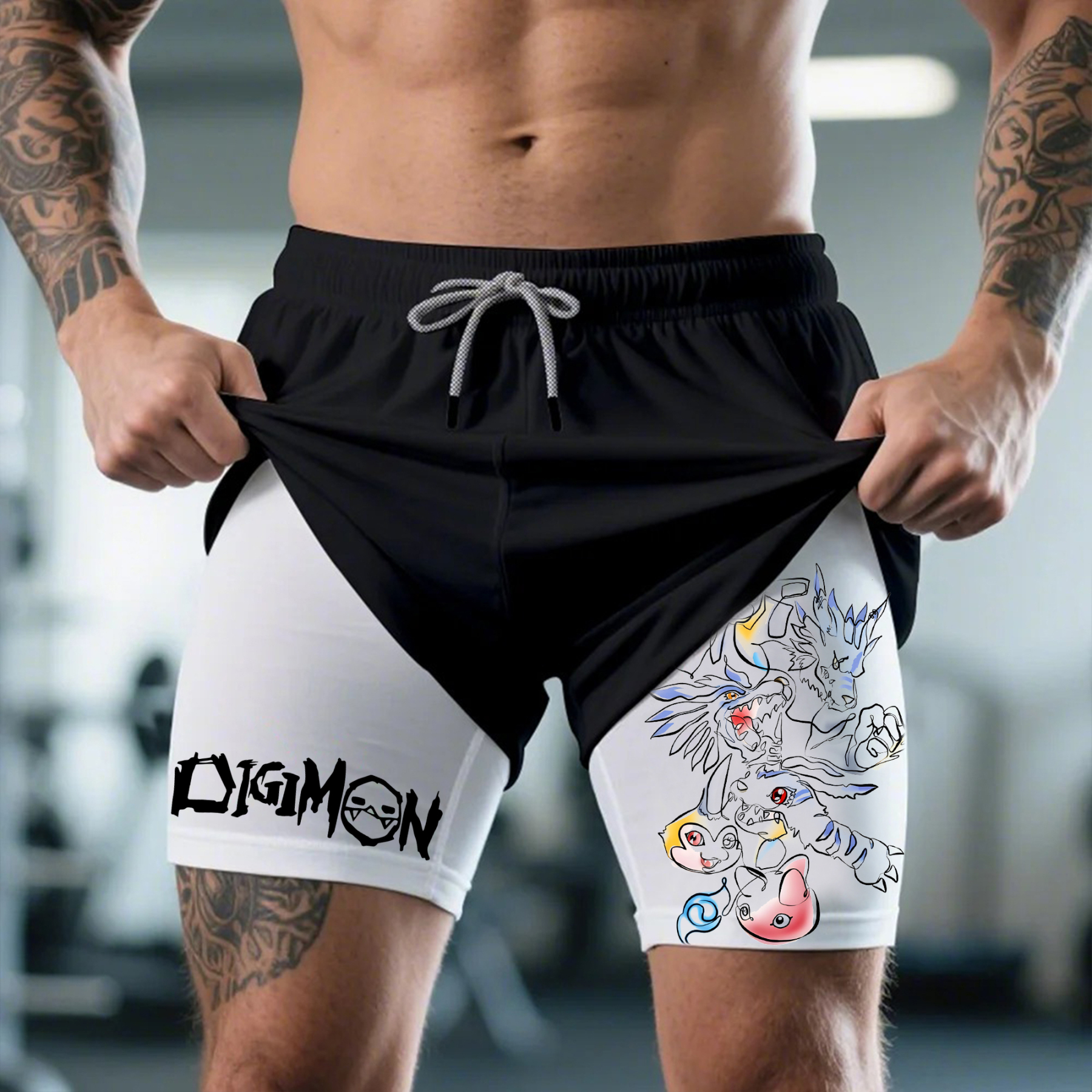 Unisex "Digimon" Anime Style Retro Shorts-comicclothing