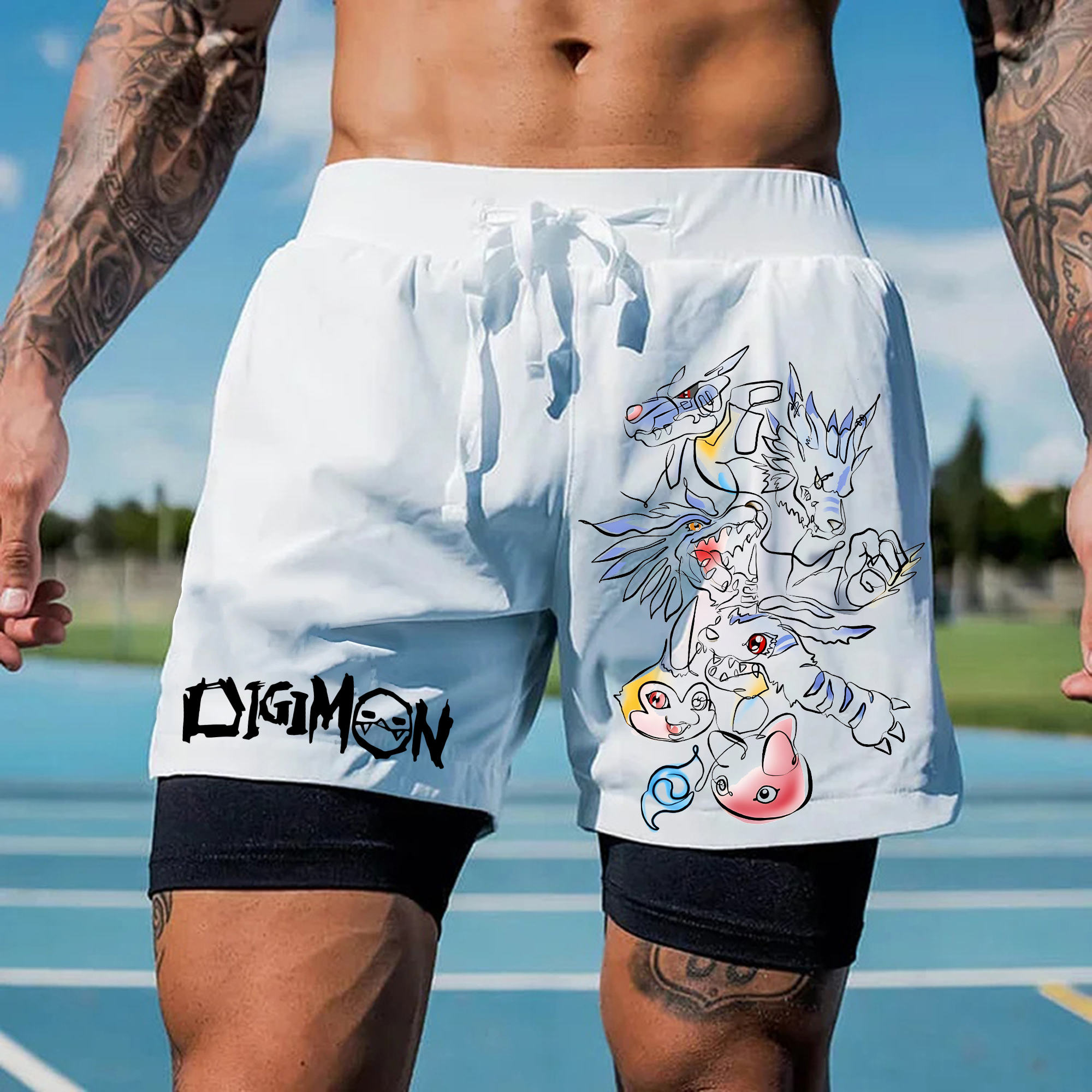Unisex "Digimon" Anime Style Retro Shorts