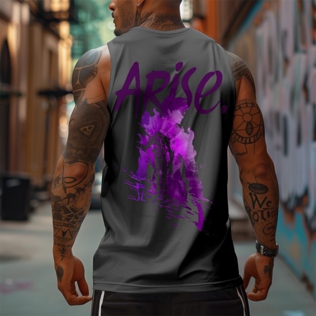 Oversized Anime Print Gym Tank Top