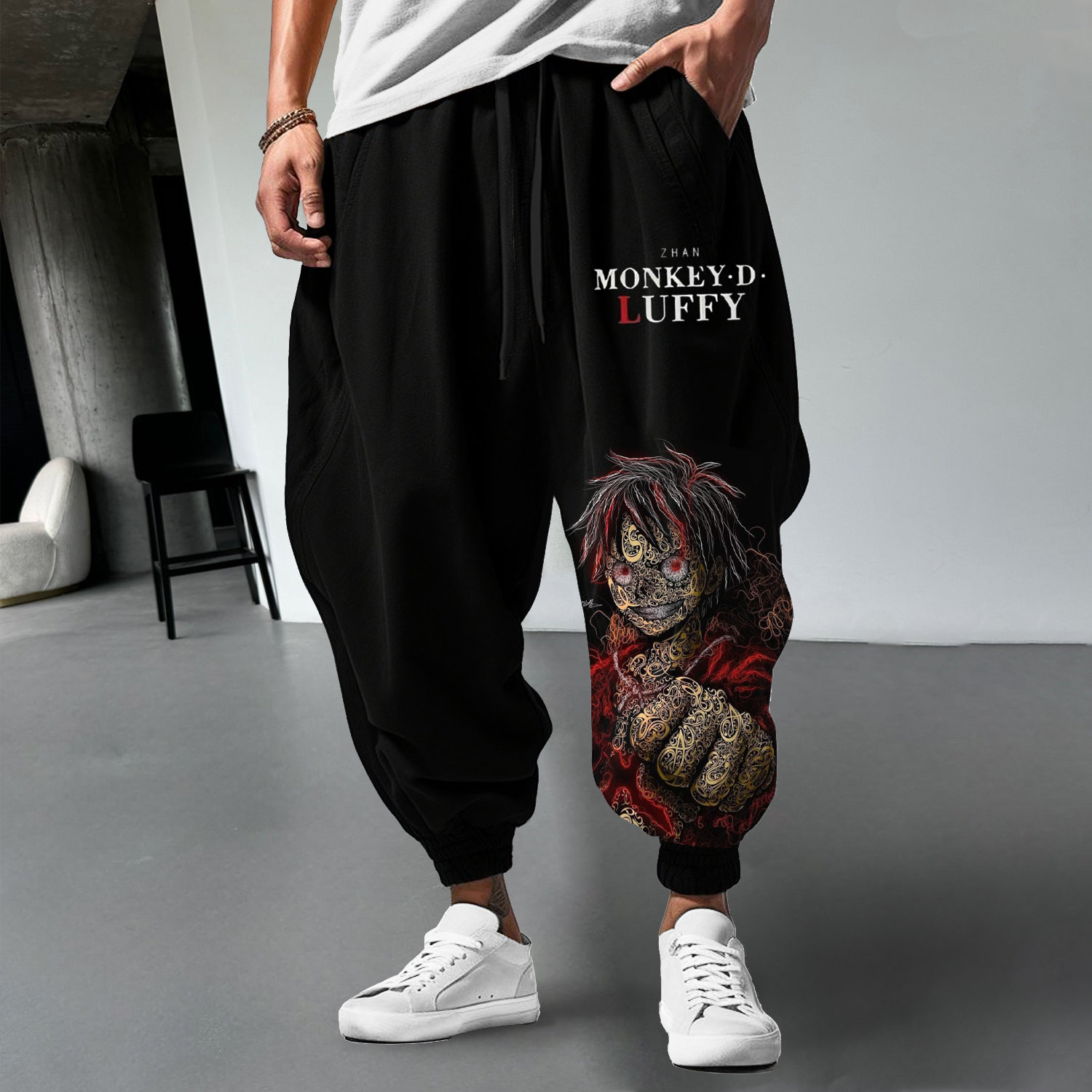 Universal Anime Letter Print Casual Pants