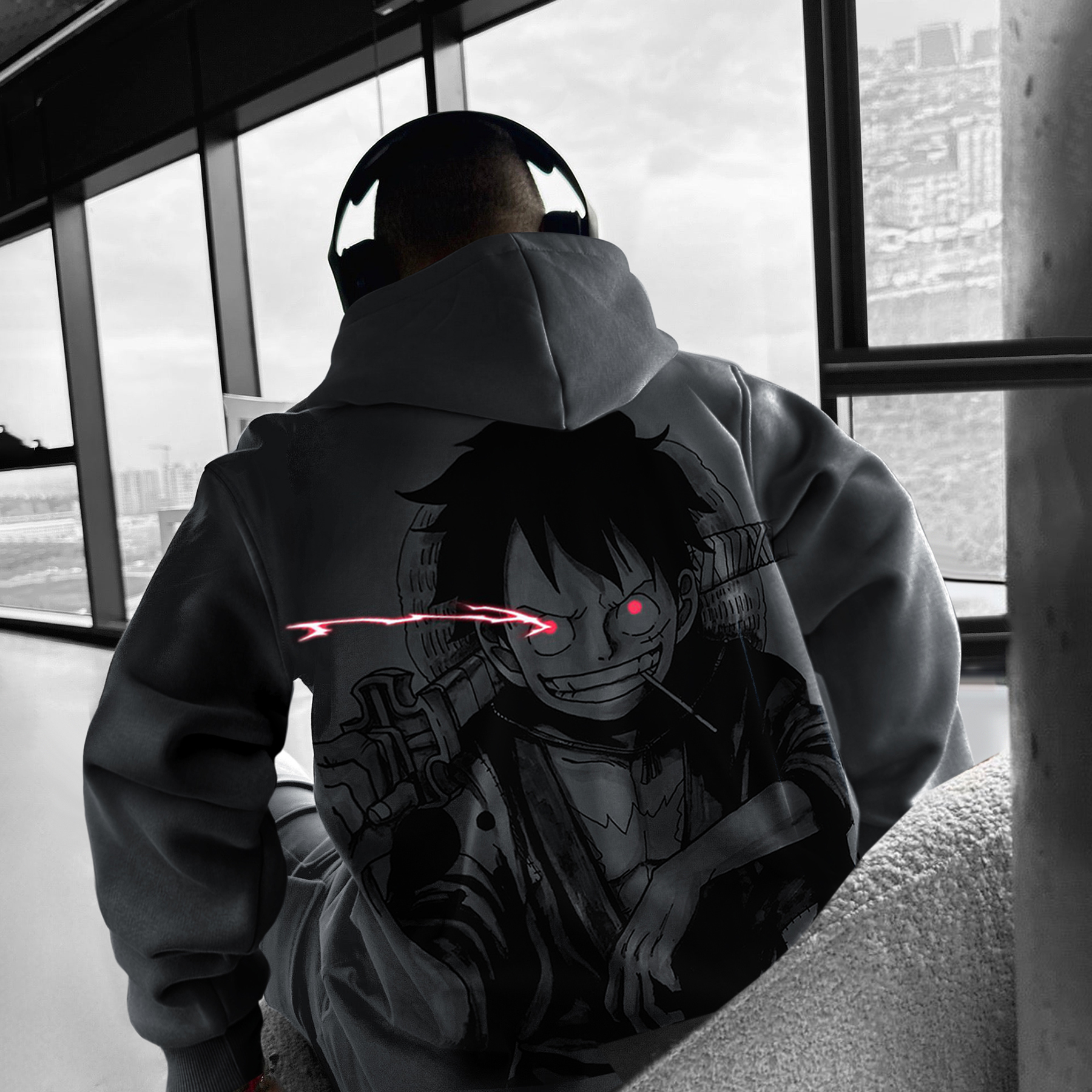 Unisex Oversized Anime Print Hoodie