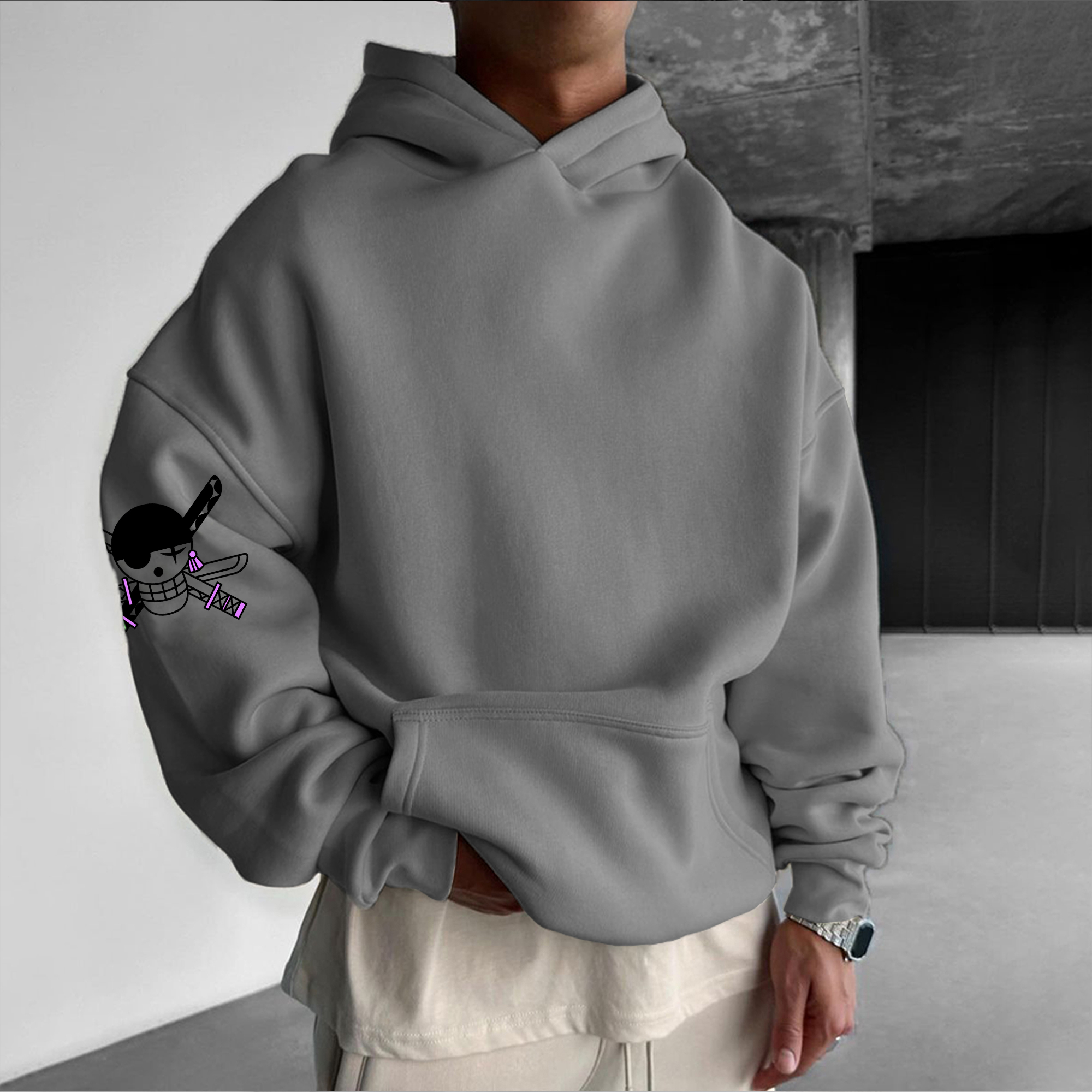 Unisex  Anime Print  Casual Oversized Hoodie-Anime x kingdom