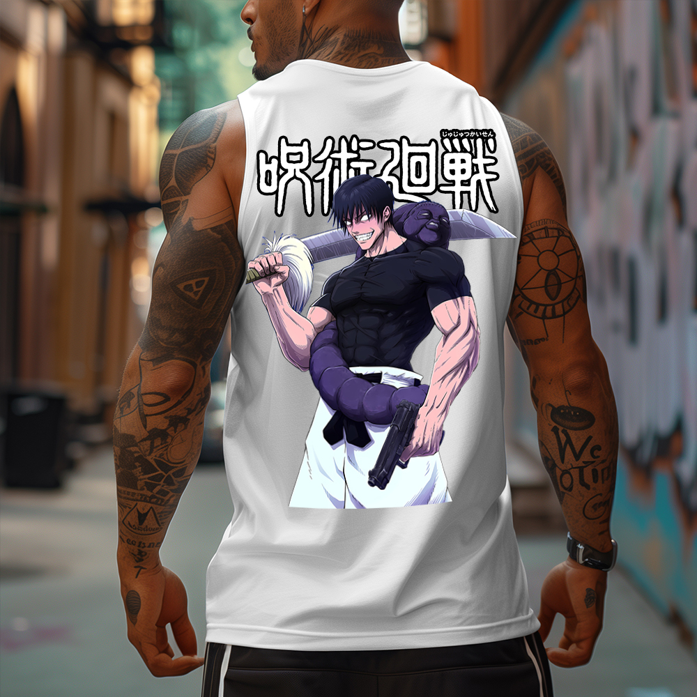 Casual Anime Print Gym Tank Top-comicclothing