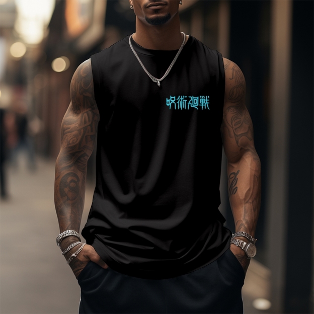 Oversized Anime Print Gym Tank Top-comicclothing