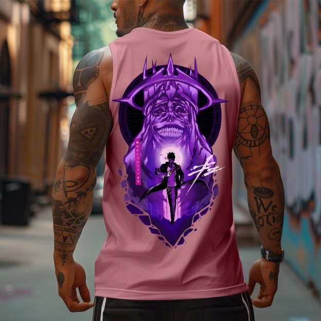 Oversized Anime Print Gym Tank Top