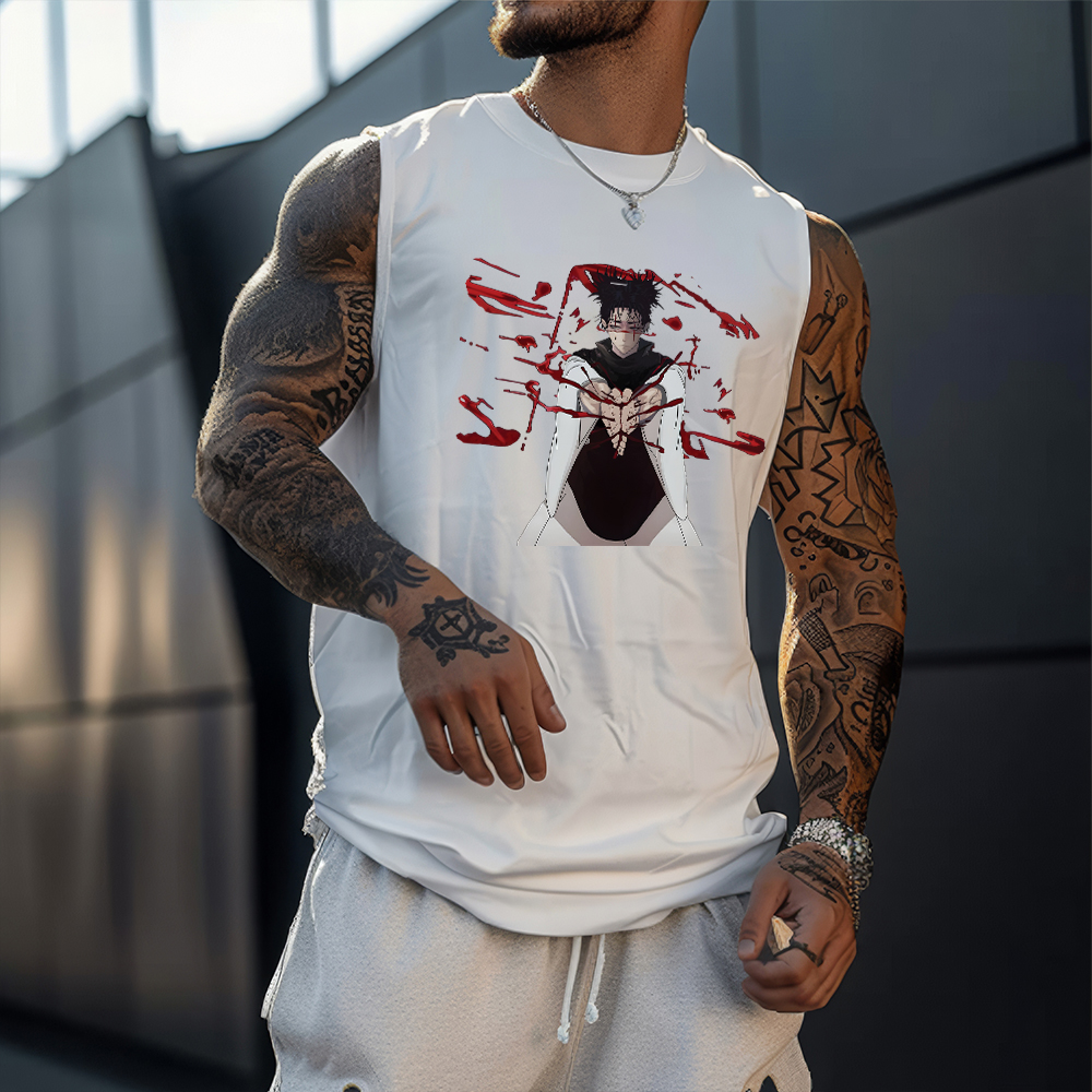 Casual Anime Print Fitness Tank Top-comicclothing