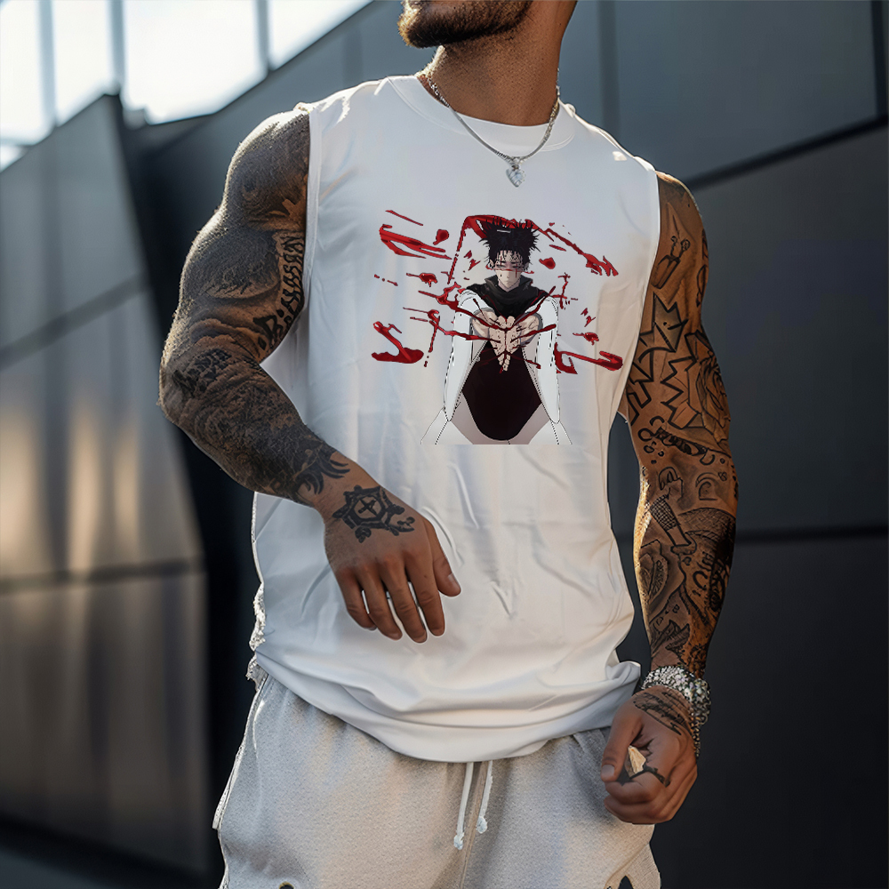 Casual Anime Print Fitness Tank Top-comicclothing