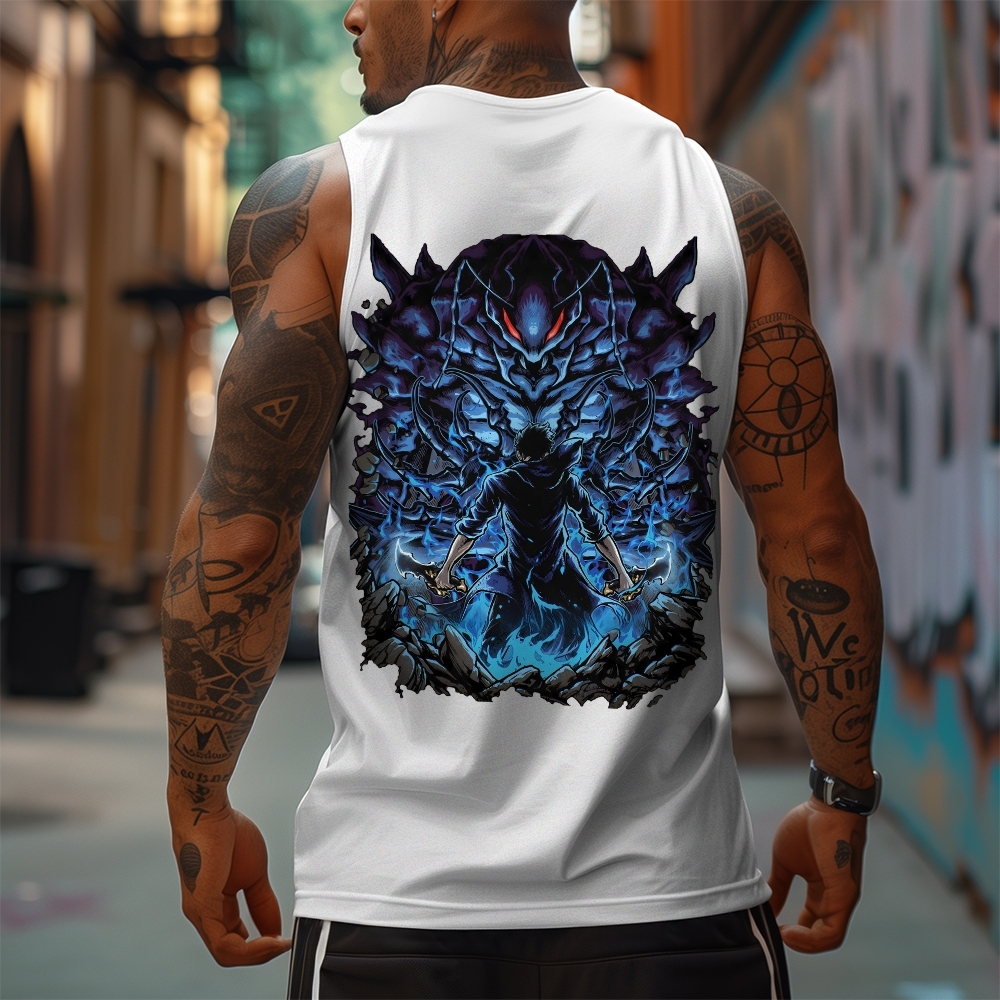 Oversized Anime Print Gym Tank Top