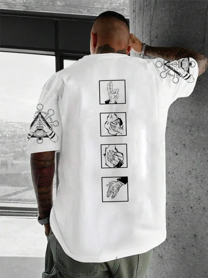 Oversized Loose Anime Mostly Printed T-Shirt