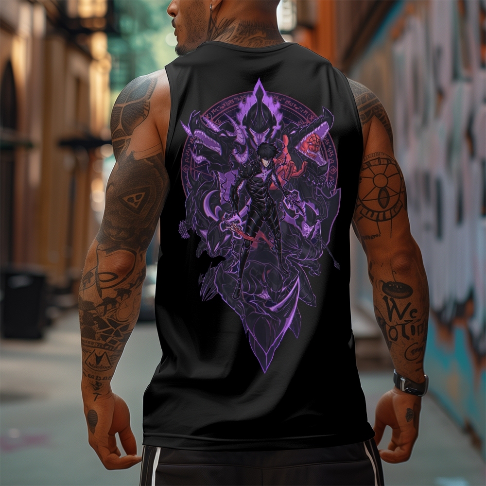 Oversized Anime Print Gym Tank Top