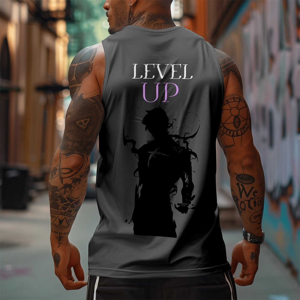 Oversized Anime Print Gym Tank Top