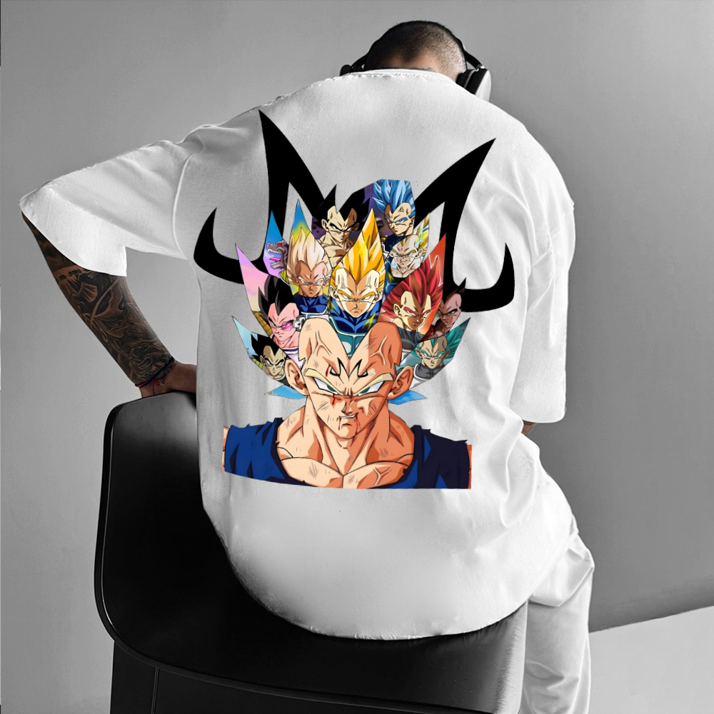 Unisex Casual Anime Vegeta and Goku Printed T-Shirt