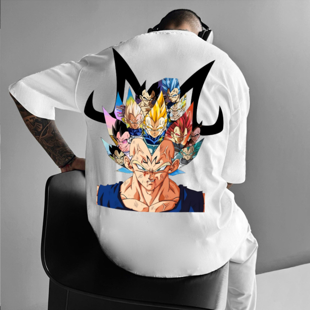 Unisex Casual Anime Vegeta and Goku Printed T-Shirt