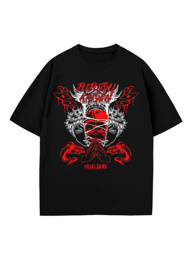 Unisex Casual Anime Ryomen Sukuna Print T-Shirt