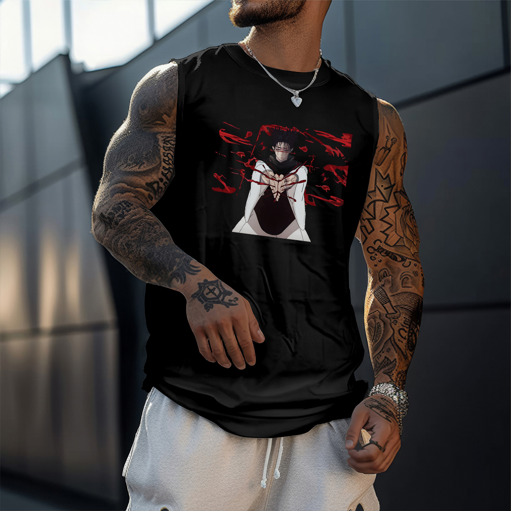 Casual Anime Print Fitness Tank Top-comicclothing