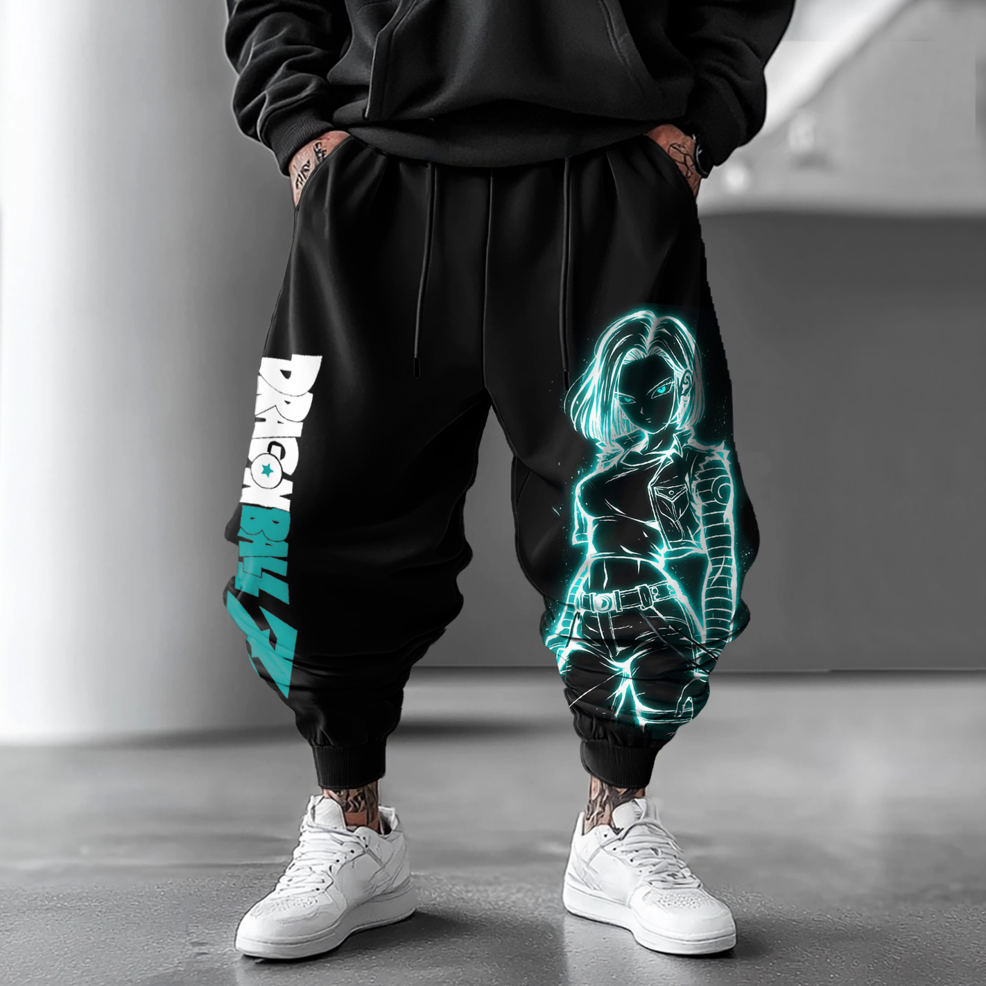 Unisex Anime Casual Print Oversized Harem Pants