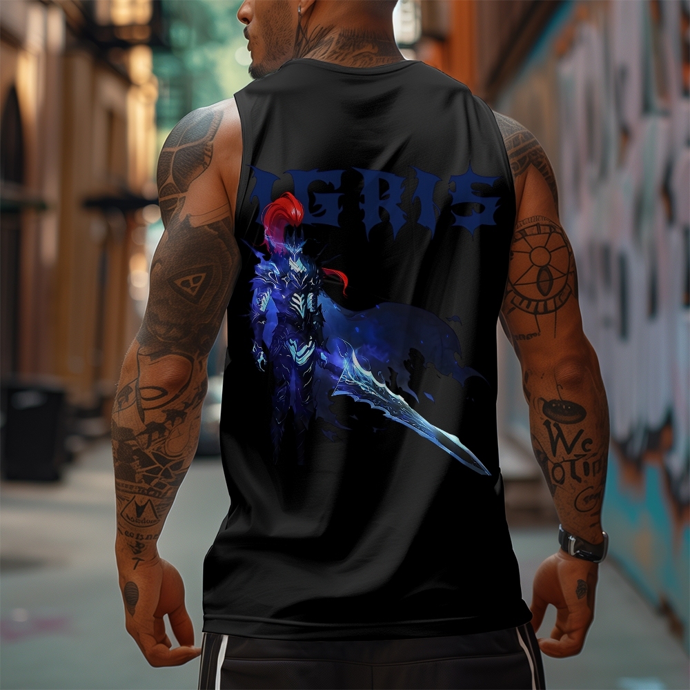 Oversized Anime Print Gym Tank Top