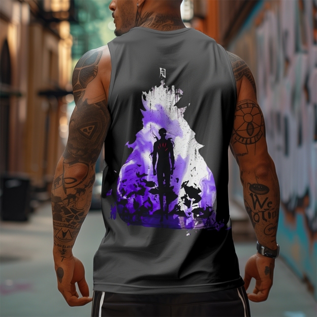 Oversized Anime Print Gym Tank Top