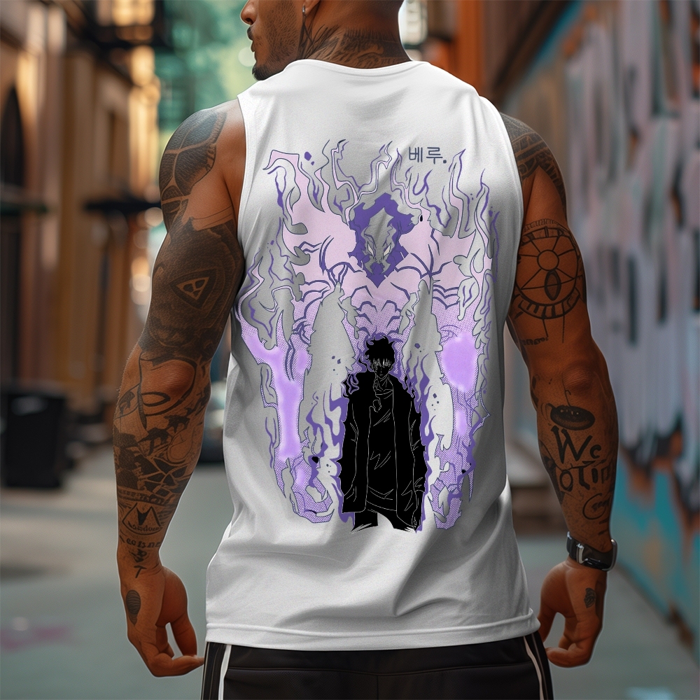 Oversized Anime Print Gym Tank Top