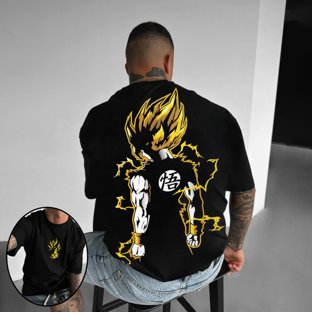 Oversize   Goku Print Tee-comicclothing