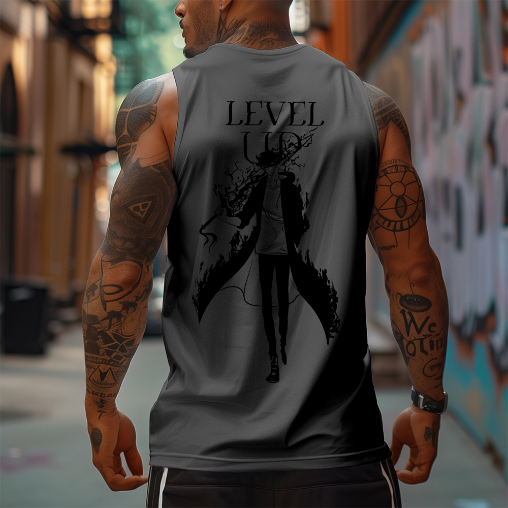 Oversized Anime Print Gym Tank Top