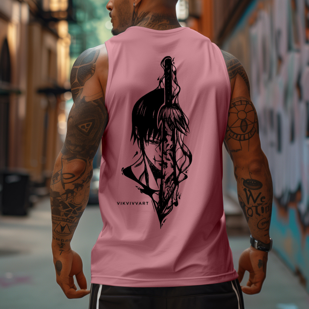 Oversized Mainstream Anime Print Sports Tank Top-comicclothing