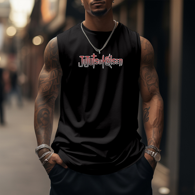 Oversized Casual Jujutsu Kaisen Anime Large Print Tank Top-comicclothing
