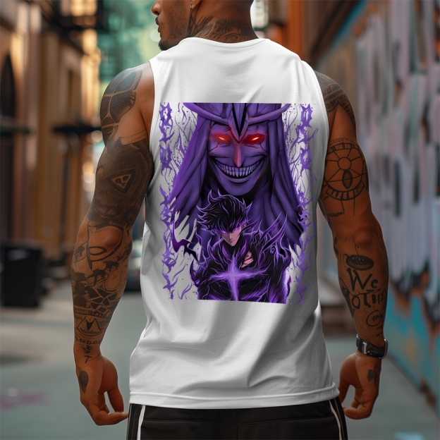 Oversized Anime Print Gym Tank Top