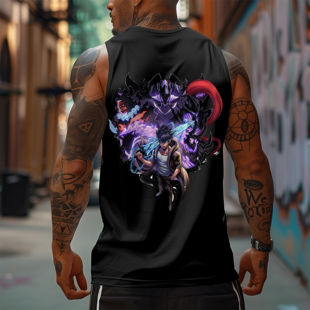 Oversized Anime Print Gym Tank Top